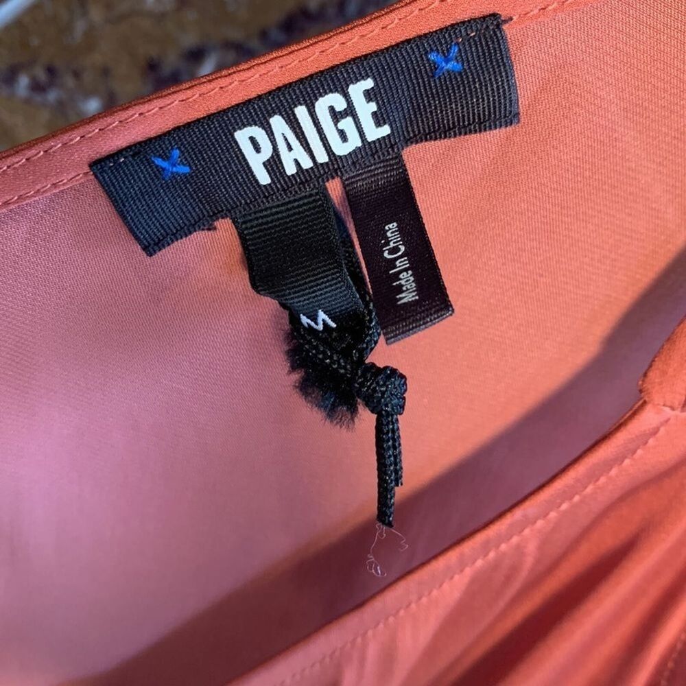 NWOT Paige Kessley Muted Clay Satin V-Neck Button Front Thong Bodysuit Size Med - Picture 15 of 16